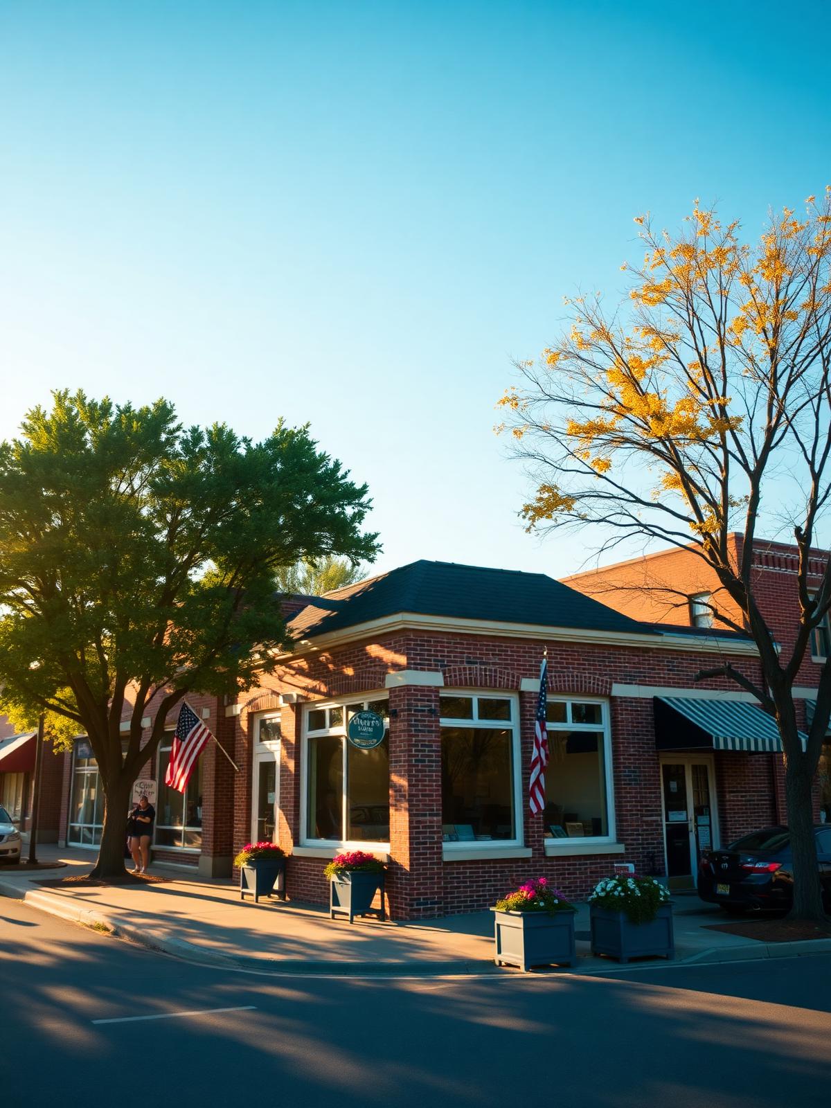 A welcoming community bank branch on a small-town main street